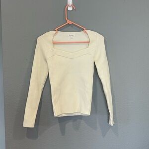 Bohme Cream Ribbed Long Sleeve Top
